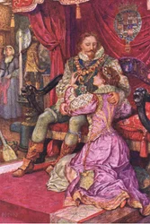 Amy examina las órdenes del conde de Leicester, ilustración de Kenilworth, c.1910