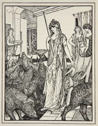 Circe envía a los cerdos (Los compañeros de Ulises) a los establos, frontispicio de 