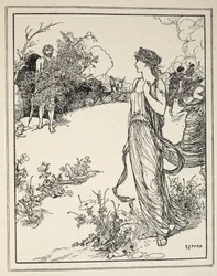 Cómo Ulises conoció a Nausícaa, de «Cuentos de los mares griegos» de Andrew Lang, 1926