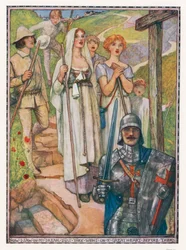 Ilustración de El progreso del peregrino de John Bunyan (litografía en color)