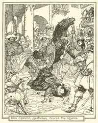 Dos caballeros españoles rescatan a la reina