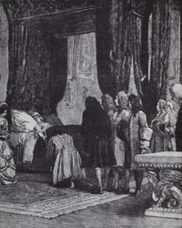 La Reina Ana en su lecho de muerte nombrando al Duque de Shrewsbury como Lord Tesorero