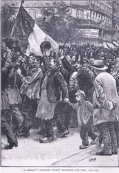 Una multitud parisina en Berlín declarando la guerra