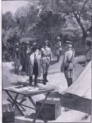 La rendición de Cronje, ilustración de la Historia de Inglaterra de Cassell, 1900s