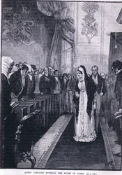 La reina Carolina entrando en la Cámara de los Lores