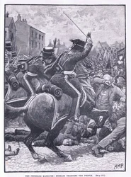 La masacre de Peterloo: Húsares cargando contra el pueblo AD 1819