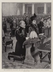 El agradecimiento por la paz, el Rey y la Reina en el servicio en la Catedral de San Pablo