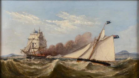 Rescate de pasajeros del "Ocean Monarch" en llamas.