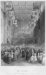 El Guildhall. Instalación del Lord Mayor el 8 de noviembre, c. 1841