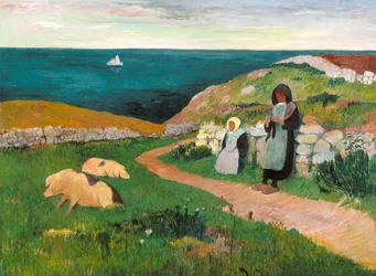 Jóvenes bretonas en el campo (óleo sobre lienzo)