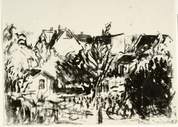 Vista de jardines y casas