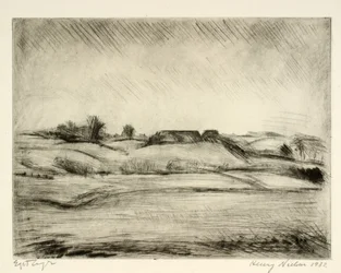Paisaje abierto con granja