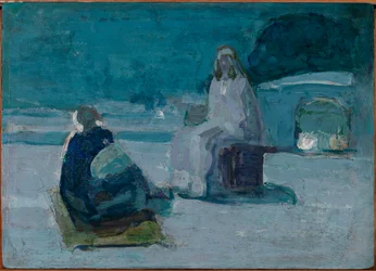 Estudio para Cristo y Nicodemo en un tejado