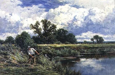 El río Lea, cerca de Broxbourne en Hertfordshire