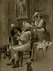 Preparativos para el desfile, 1799, ilustración de «Hutchinson