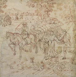 Paisaje con cosechadores regresando a casa, c.1595-1605