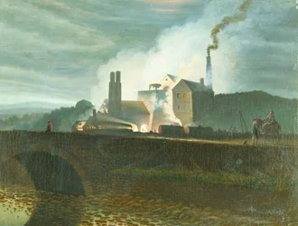 Paisaje nocturno, posiblemente de las fundiciones de Nantyglo, Monmouthshire