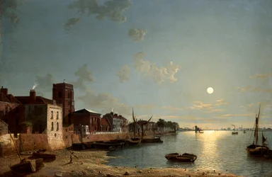 Cheyne Walk en Chelsea, a la luz de la luna