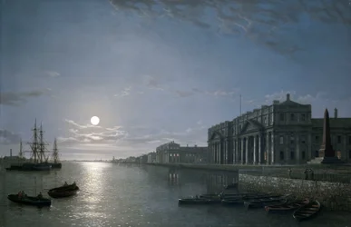 El Támesis y el hospital de Greenwich a la luz de la luna, c.1854-65 (óleo sobre lienzo)