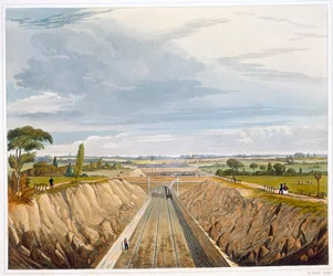 Cerca de Liverpool, mirando hacia Manchester, Ferrocarril de Liverpool y Manchester, 1833