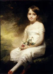Retrato de Nancy Graham o niña pequeña sosteniendo flores