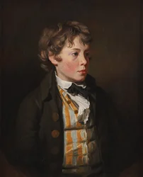 Retrato de un niño con chaleco a rayas