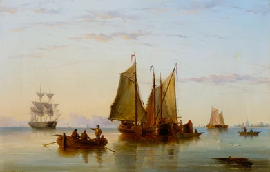 Barcos de Pesca y Otras Embarcaciones en el Escalda Cerca de Róterdam, 1852