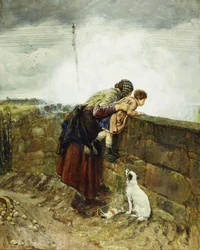 Viendo el tren de vapor, 1880