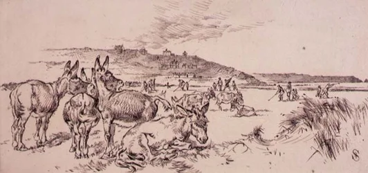 Burros en el campo de golf, ilustración de la revista 