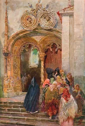 Puerta sur de la Iglesia Matriz, Ponta Delgada, c1899