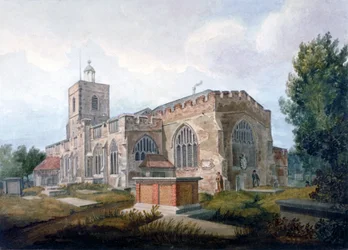Vista sureste de la Iglesia de San Dunstan, Stepney, Londres