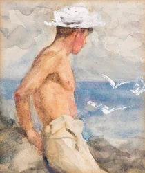 Estudio de un joven mirando al mar