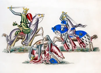Caballeros luchando, c1260, 1843