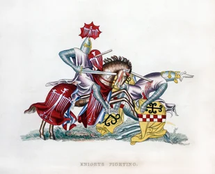 Caballeros luchando, c1260, 1843