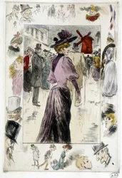 Mujer frente al Moulin Rouge