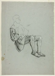 Boceto inacabado de hombre sentado