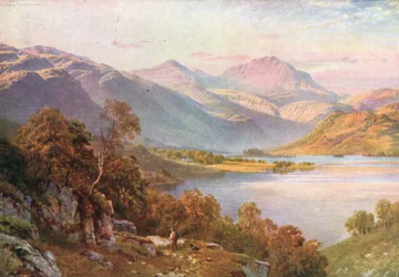 Cabeza de Loch Lomand, mirando hacia Glen Falloch, Perthshire (litografía en color)