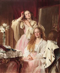 Retrato de Emma y Frederica Bankes de Soughton Hall en su tocador, 1869