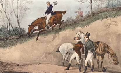 Mytton toma una gota "tan alta como una casa" (litografía)