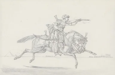Un mameluco cargando disparando una pistola