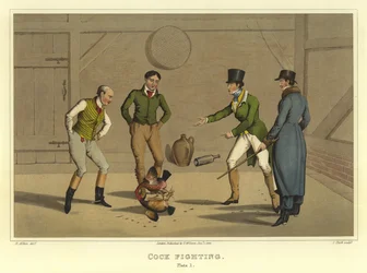 Pelea de gallos (cromolitografía)