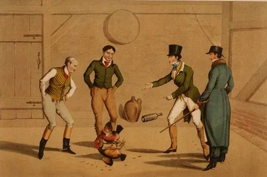 Pelea de gallos, acuatinte por I. Clark, pub. por Thomas McLean