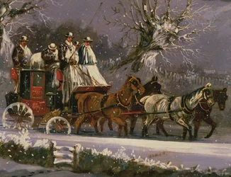 Carruaje de Londres a Dover en la nieve