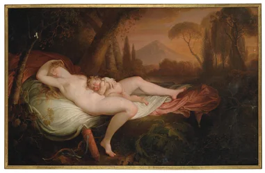 Venus y Cupido en un paisaje boscoso