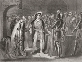 Lord Thomas Fitzgerald renunciando a su lealtad a Enrique VIII en 1534, de 