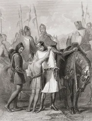 Ricardo, Conde de Pembroke, despidiéndose de su hermano antes de partir hacia Irlanda en 1169, de 