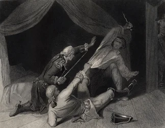 La captura de Lord Edward Fitzgerald por alta traición, grabado por J. Rogers