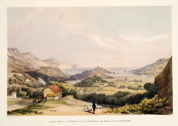 Fuerte carlista, El Parque, con Fuenterrabía y la desembocadura del Bidasoa, de Bocetos de paisajes de las provincias vascas de España, con una selección de música nacional, publicado en 1838