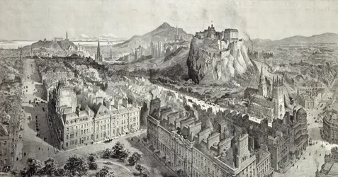 Edimburgo, grabado por H.W. Brewer y T. Griffiths