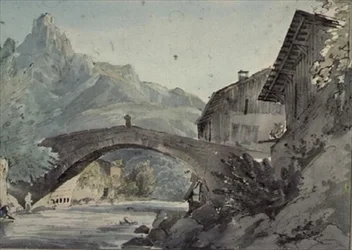 Puente en Sallanches y la Aiguille de Varens